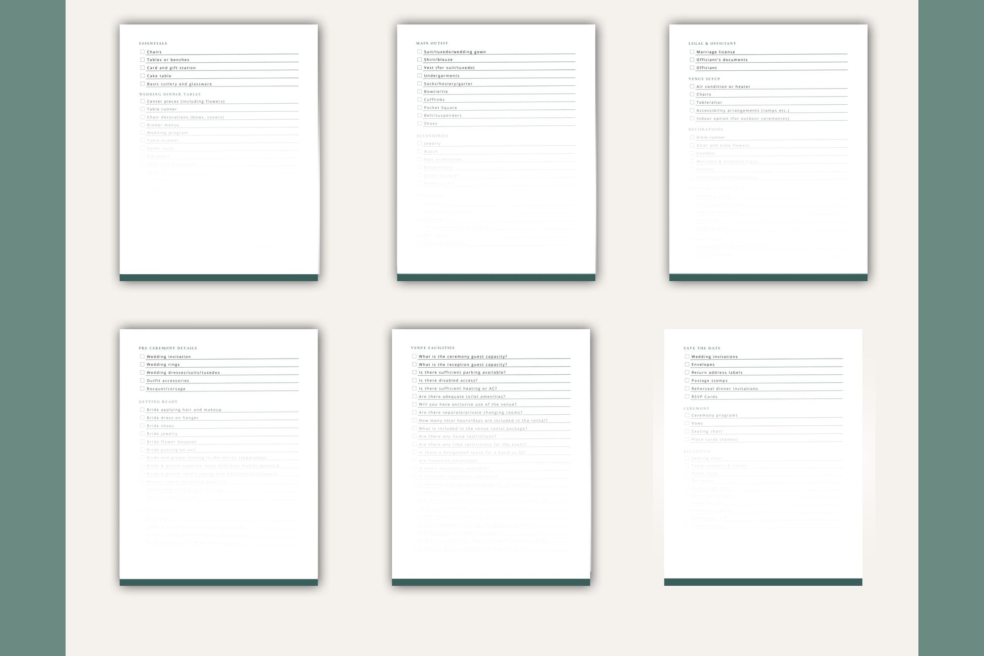All check lists in seamless wedding collection