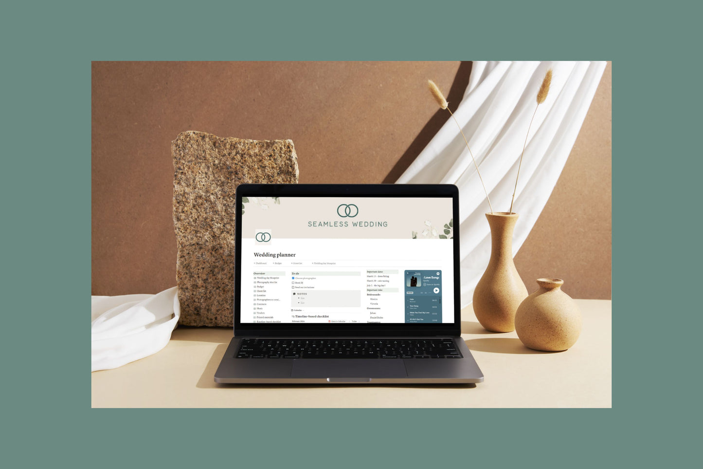 Seamless Wedding Notion planning tool on PC