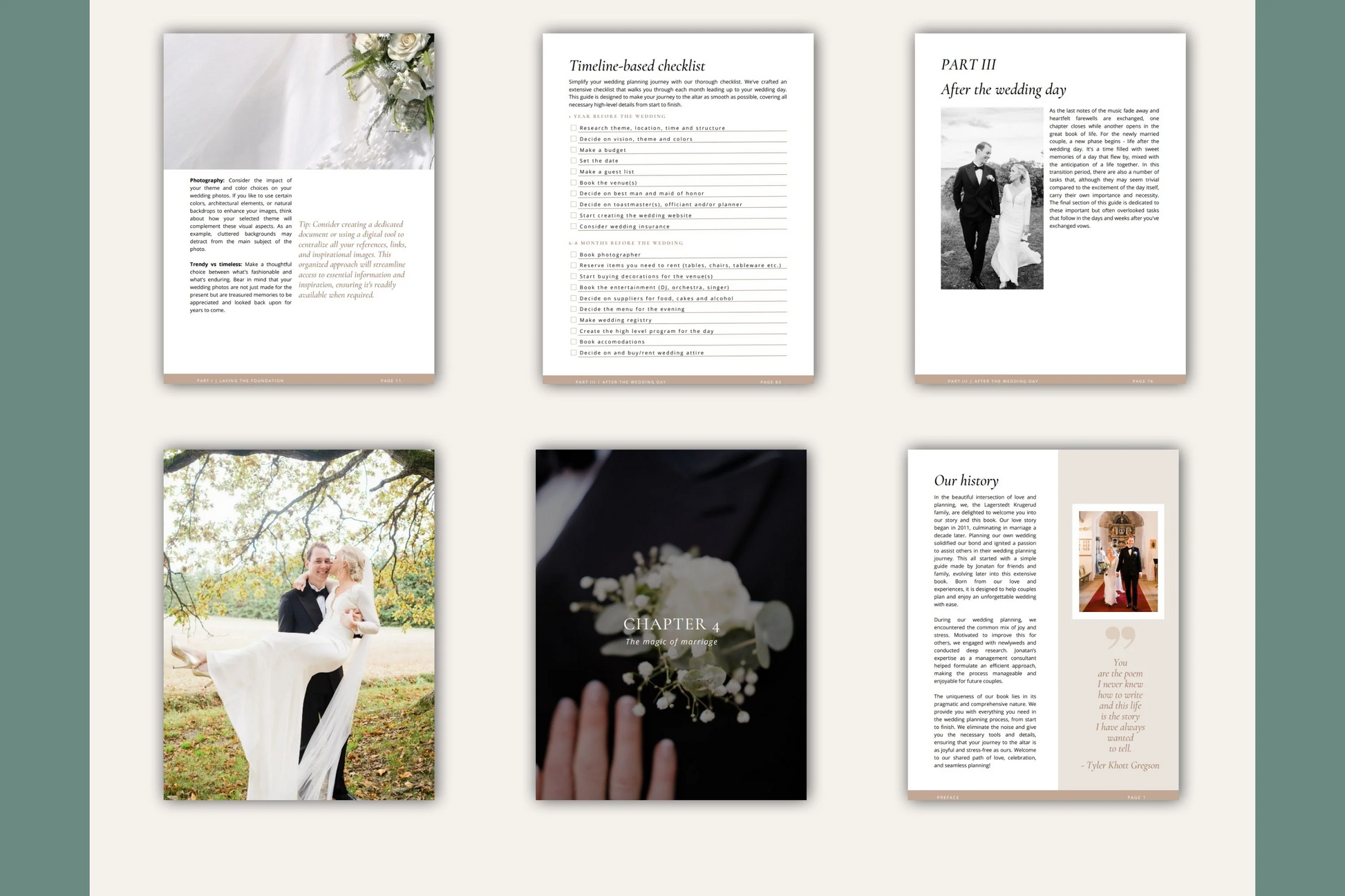 Some of the pages from the Seamless wedding e-book